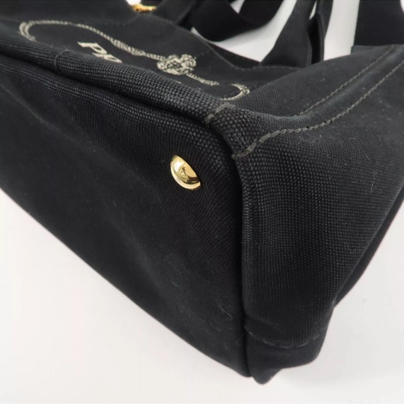 👜 BLACK  PRADA CANAPA TOTE XL WITH STRAP❤️❤️ WITH COA - Picture 6 of 12